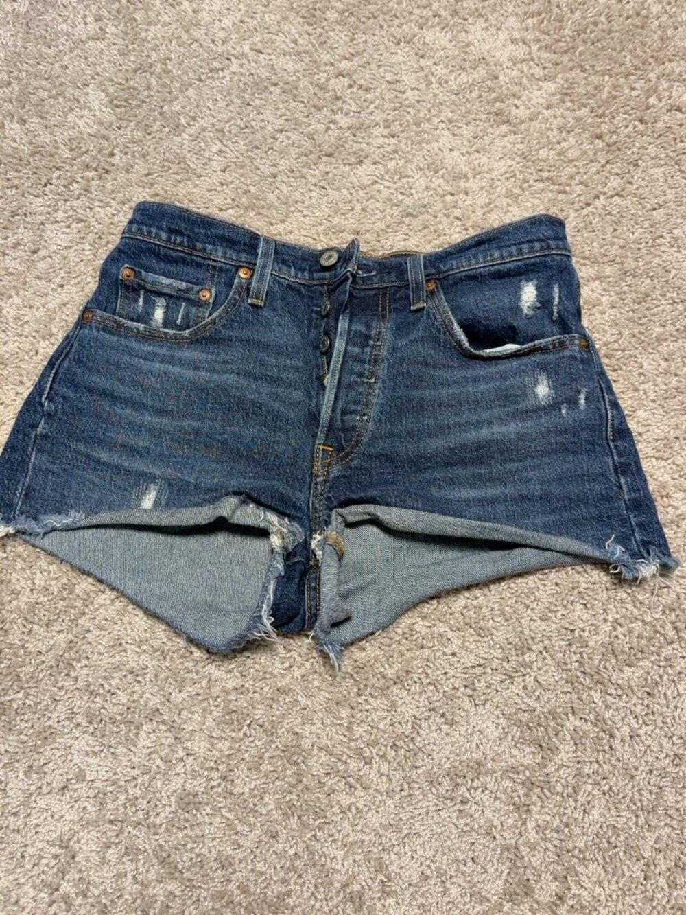 Levi's 501 Dark Wash Distressed Cutoff Shorts